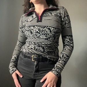 Title Nine Black And White Striped Sweatshirt